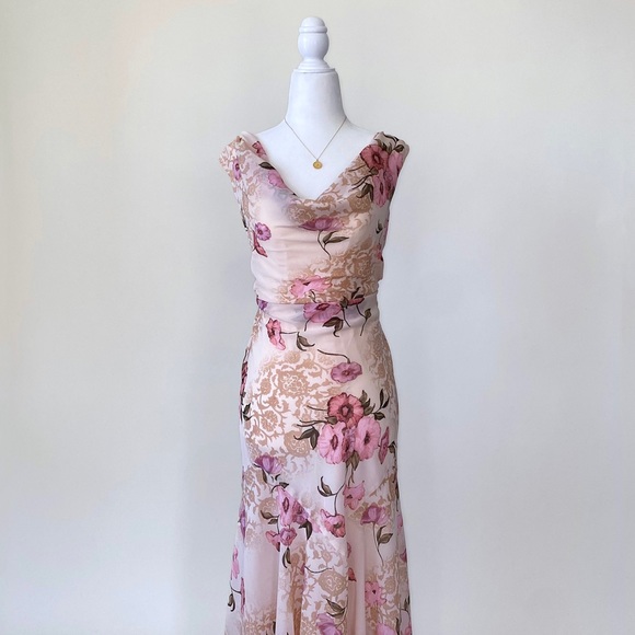 Vintage Y2K Pink Cowl Neck Maxi Dress - Picture 3 of 10